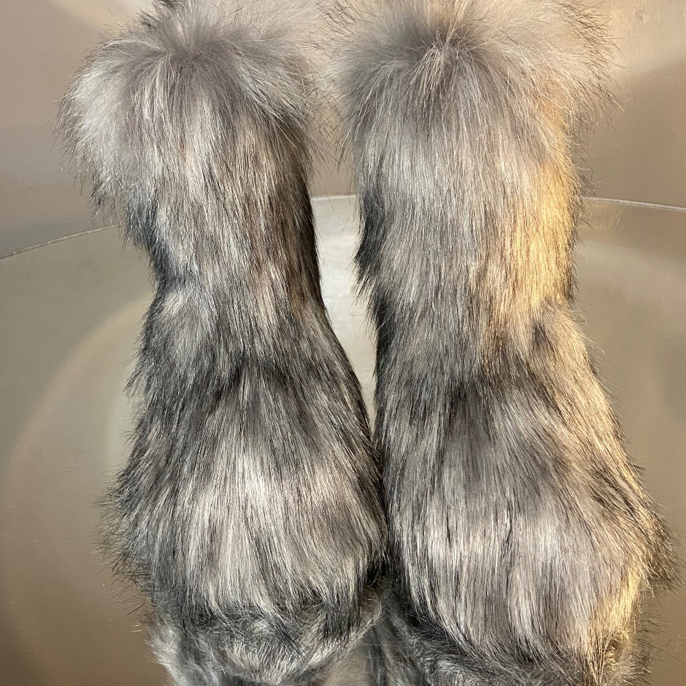 Custom Silver Vegan Fur Boots